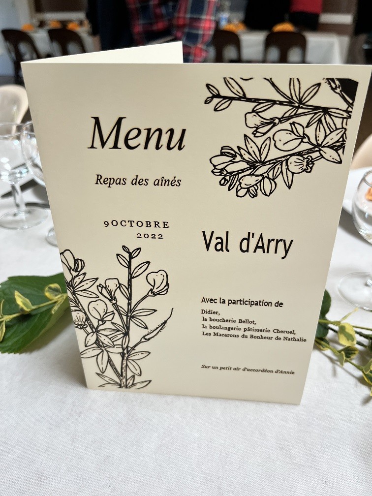 Menu du repas des aines