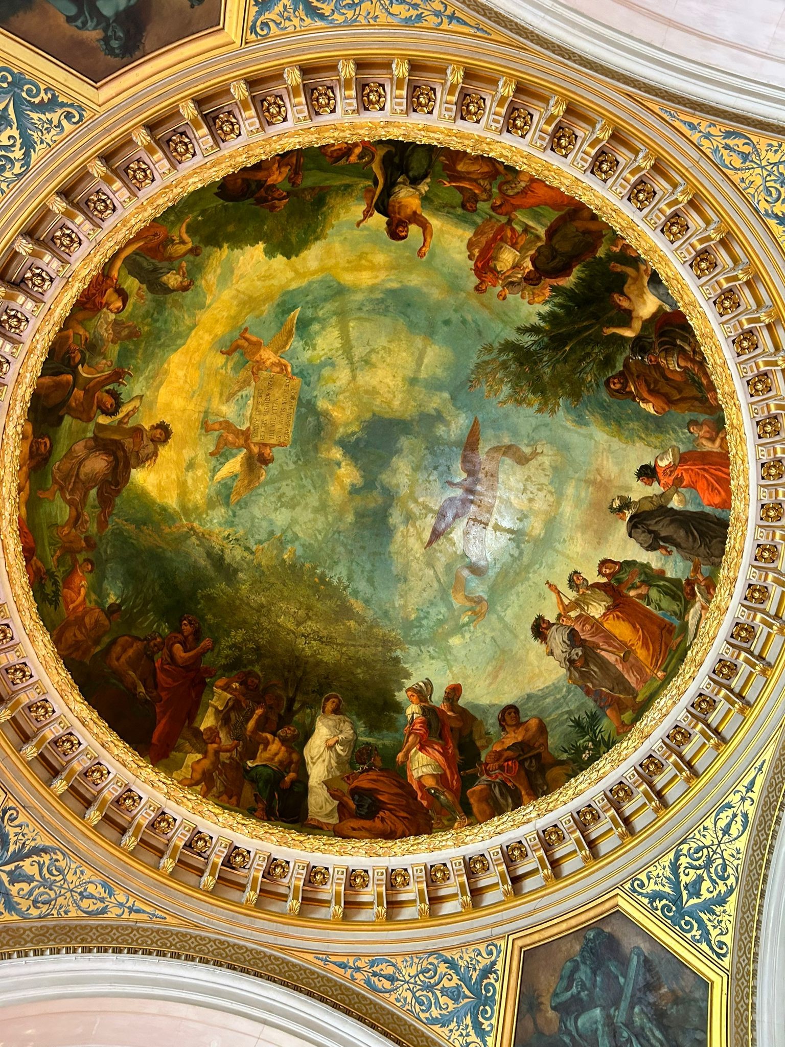 Peinture du plafond à l'entrée de la bibliothèque du sénat