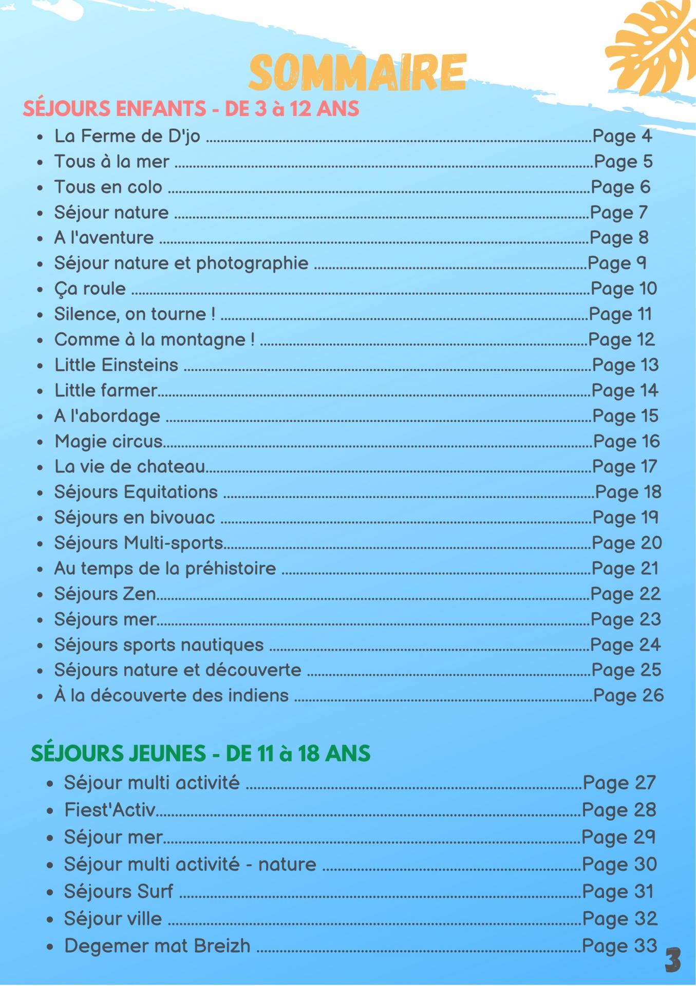 2023 sejours enfances et jeunesse sommaire