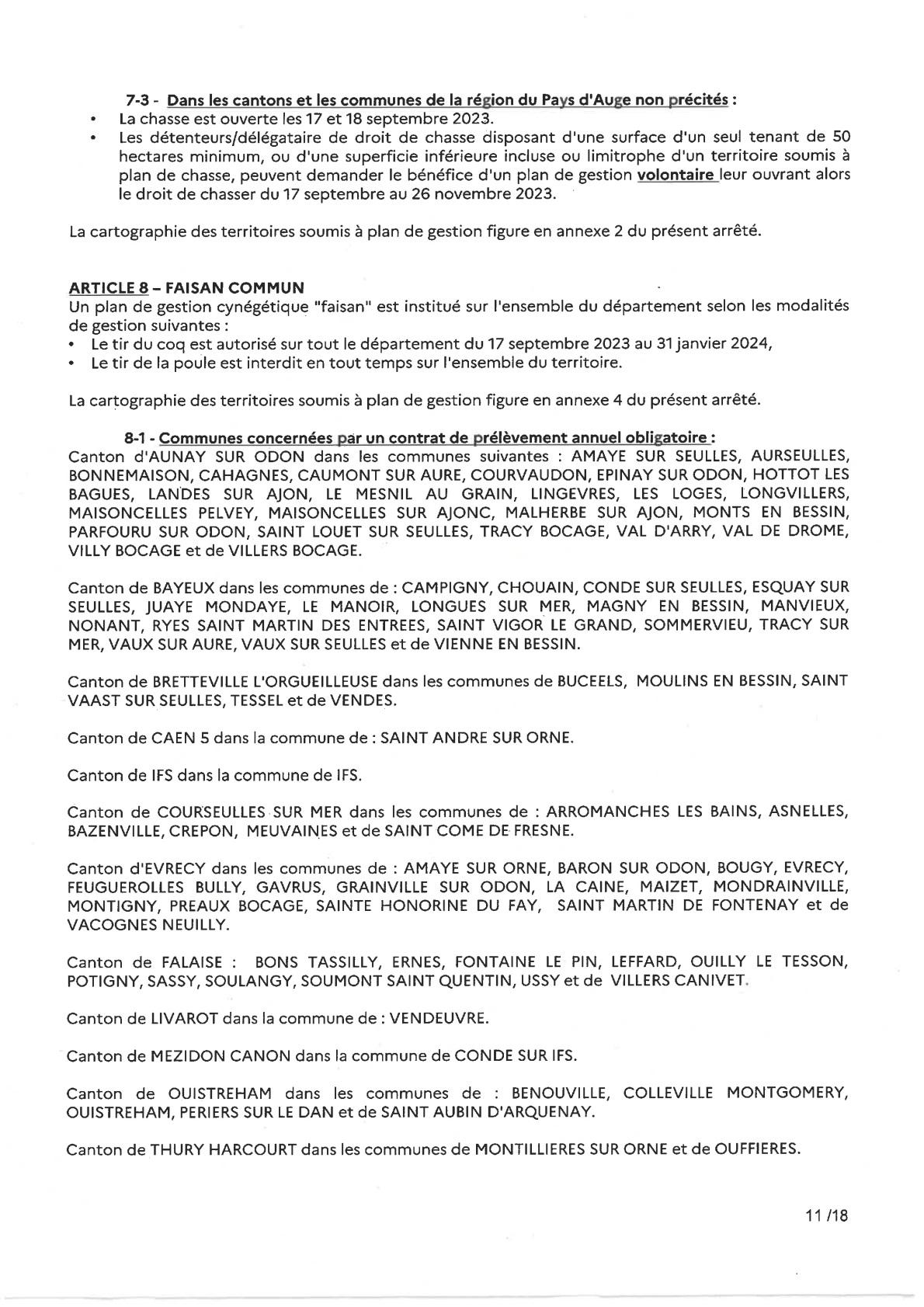 Arrete prefectorale sur la campagne de chasse 2023 2024 p11