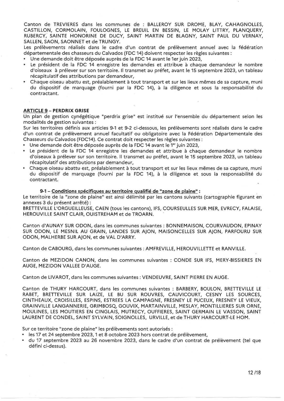 Arrete prefectorale sur la campagne de chasse 2023 2024 p12
