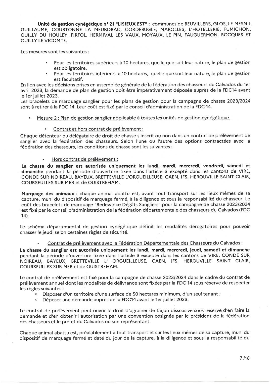Arrete prefectorale sur la campagne de chasse 2023 2024 p7