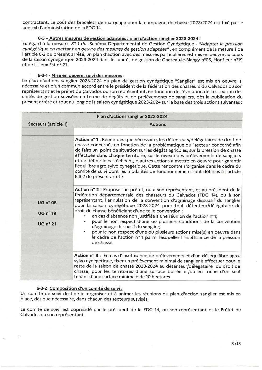 Arrete prefectorale sur la campagne de chasse 2023 2024 p8