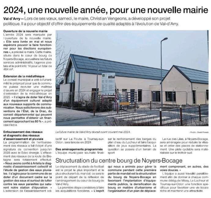 Article ouest france voeux 2024 a val d arry