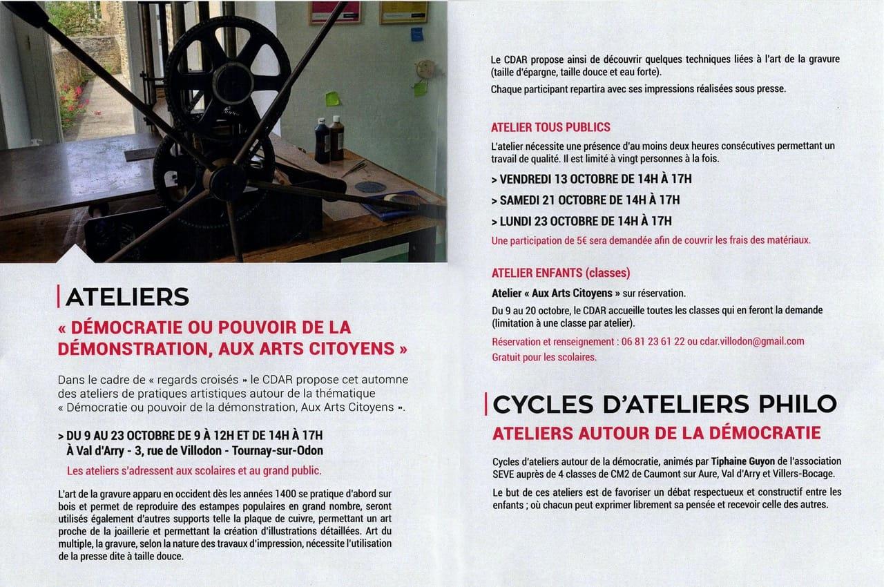 Ateliers au cdar en octobe 2023