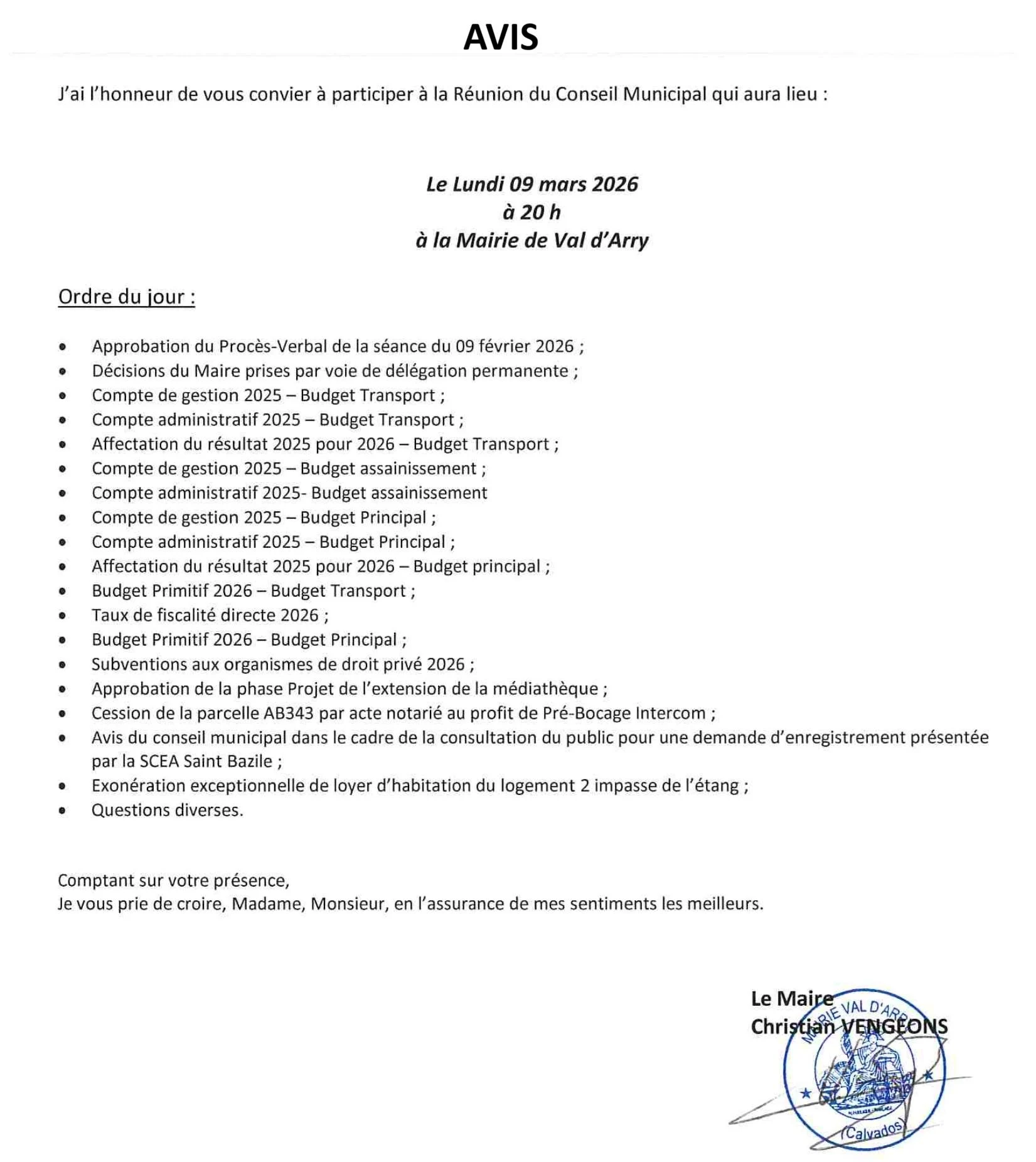 Avis conseil municipal 20260309