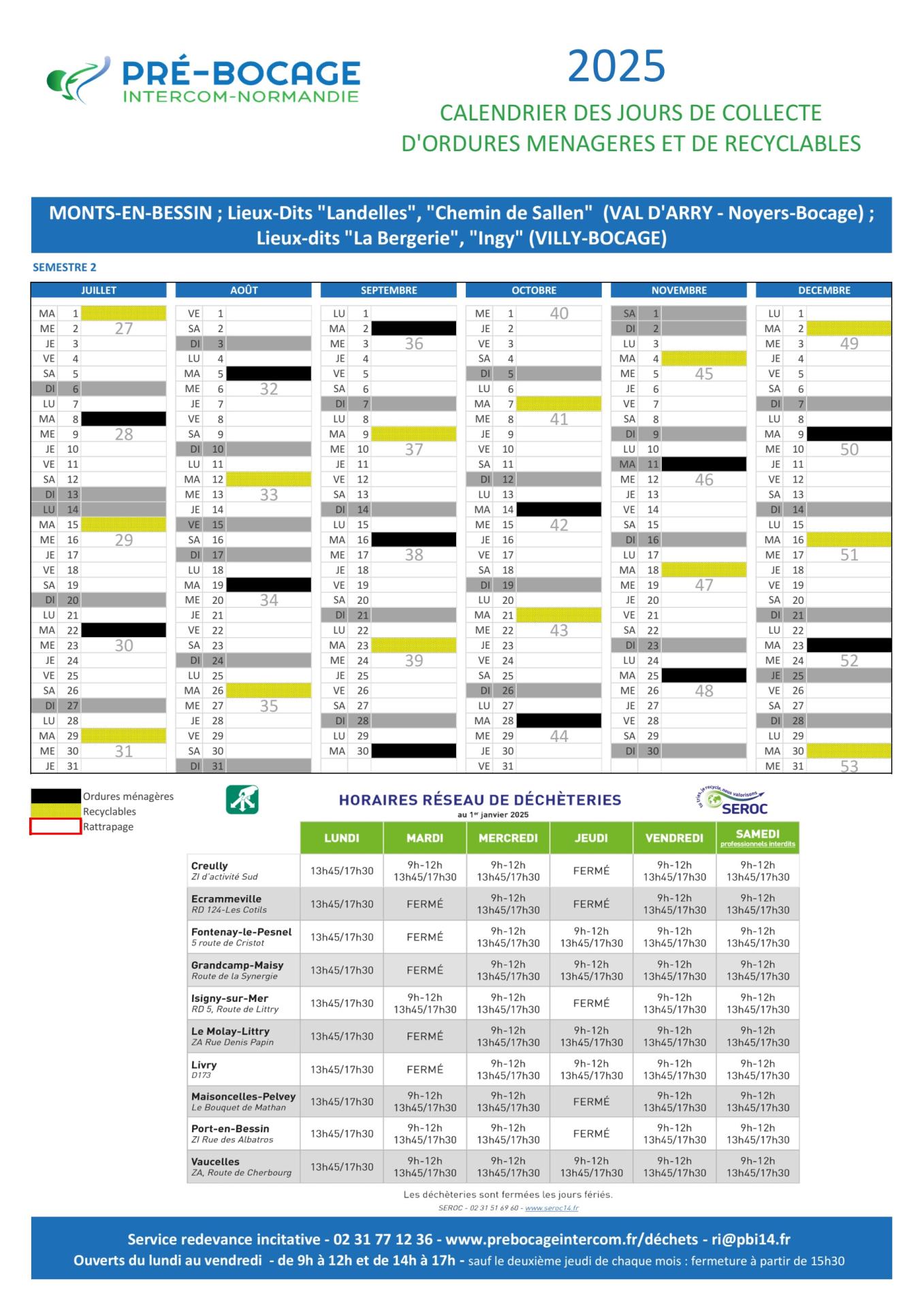 Calendrier collecte Lieux-Dits