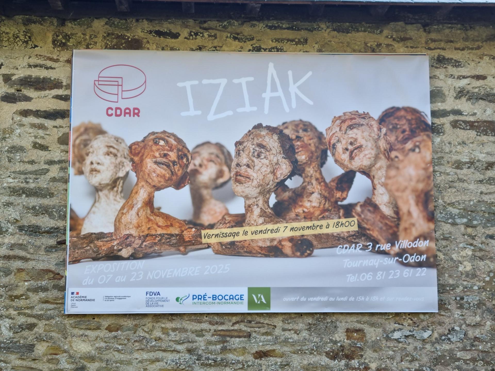 Cdar iziak du 7 au 13 novembre 2025 et vernissage pancarte