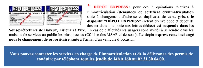 Certificat d immatriculation permis de conduire depot express
