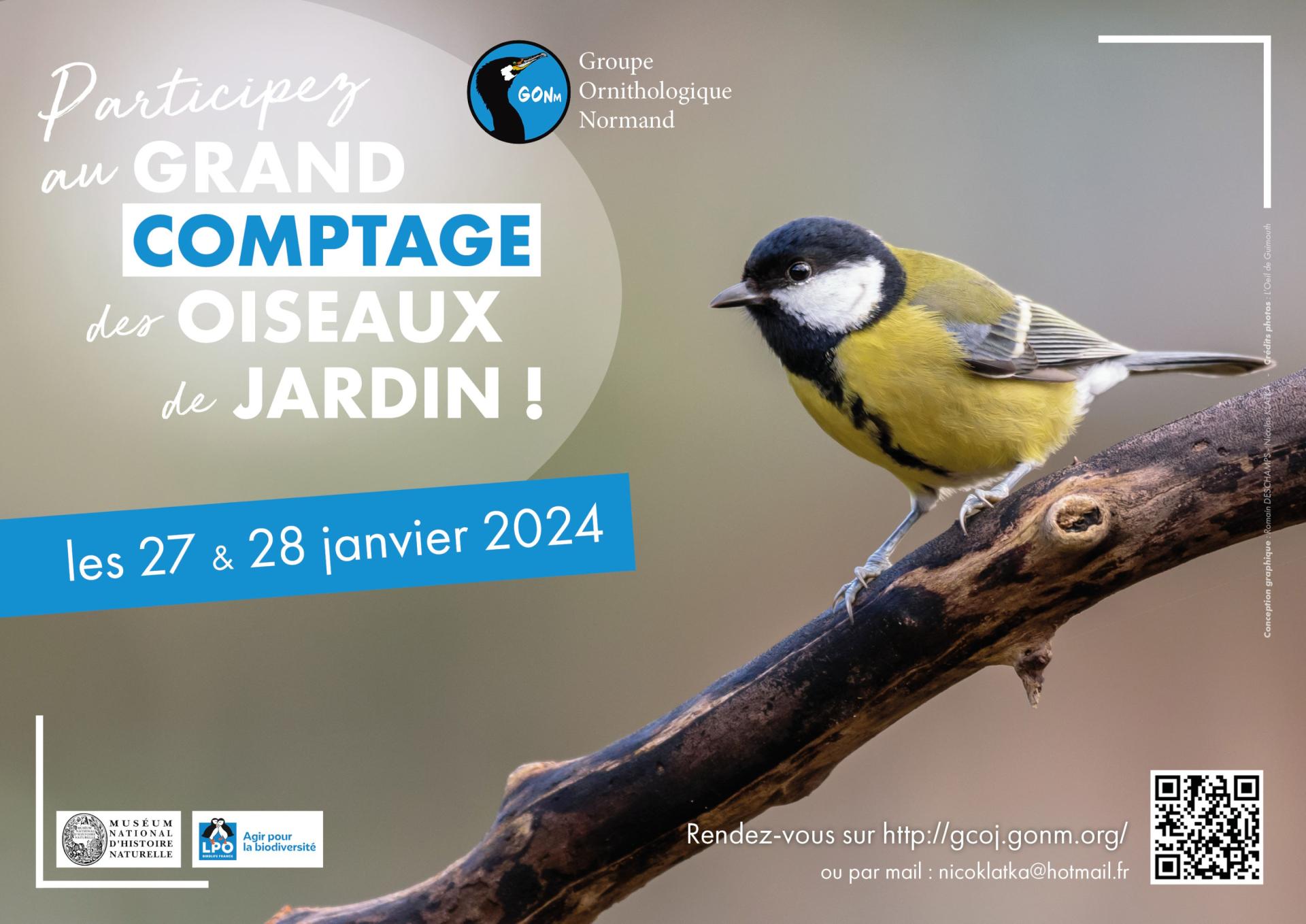 Grand Comptage des Oiseaux de Jardins: 27 et 28 janvier 2024