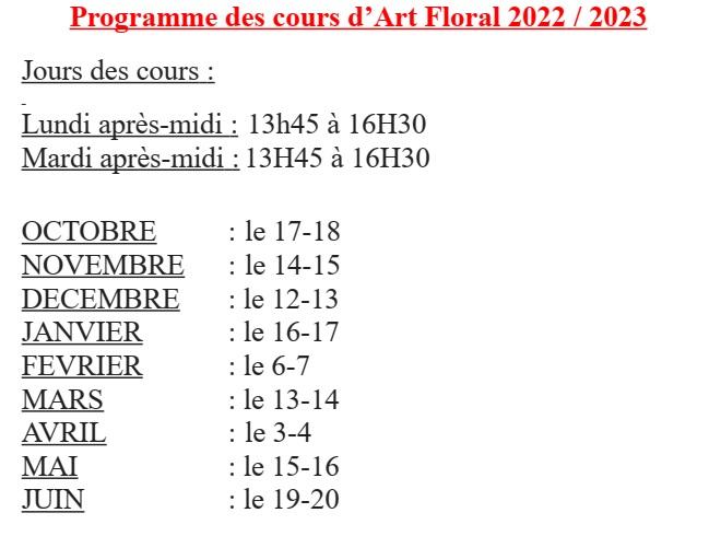Programme cours 2022 2023