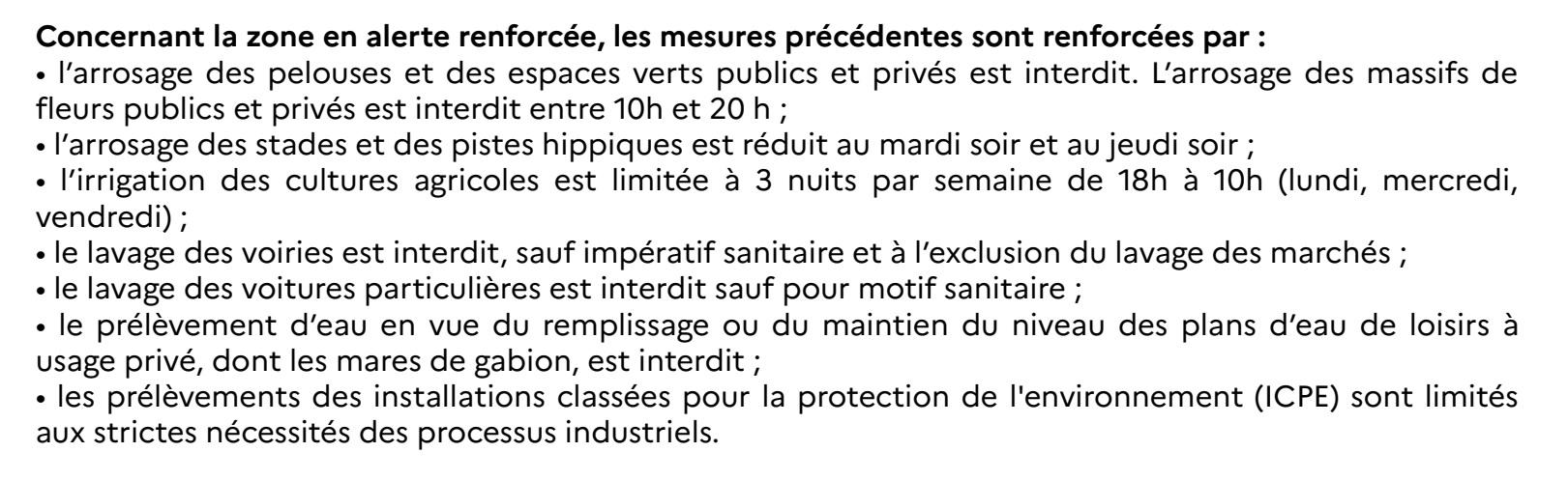 Restriction surval d arry le 22 juillet 2022 alerte renforcee